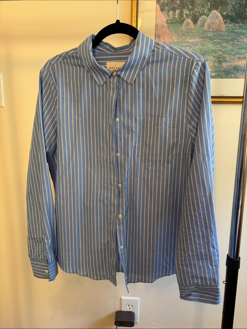 Sézane Tomboy Shirt in Blue Stripe